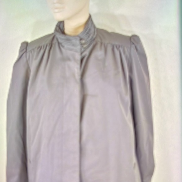 BRYANT PARK 18 VINTAGE GREY LONG TRENCH COAT 2 BUTTON COLLAR/CUFF SIDE POCKET. - Picture 2 of 6